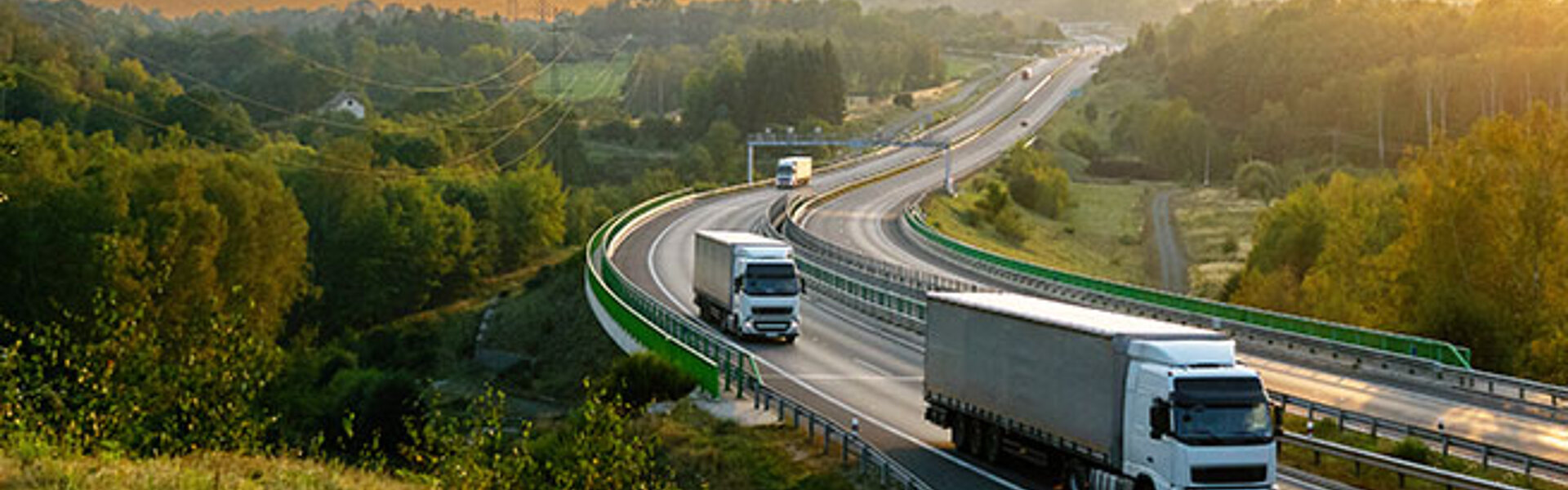 Lastwagen auf der Autobahn in Waldlandschaft